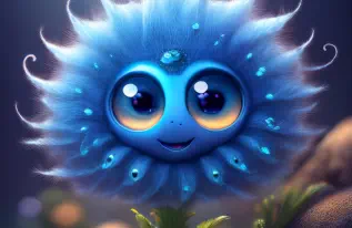 Firefly The blue cute plant with big adorable eyes, detailed close up of a wildflower 30003